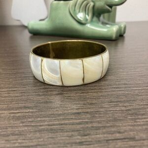 Vintage Mother of Pearl and Brass bangel